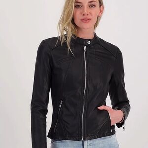 Guess Women's Black Leather Moto Jacket